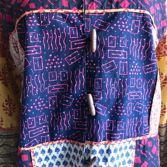 Patchwork Cotton Loose Fitting Boho Top 44 Bust - Picture 5 of 8